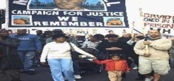 Mikey Powell's mother leads marchers - Oct 2004 (Copy)
