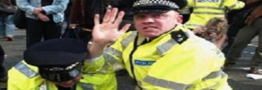 Police restraining man